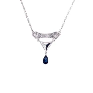 Estate White Gold Drop Sapphire Necklace