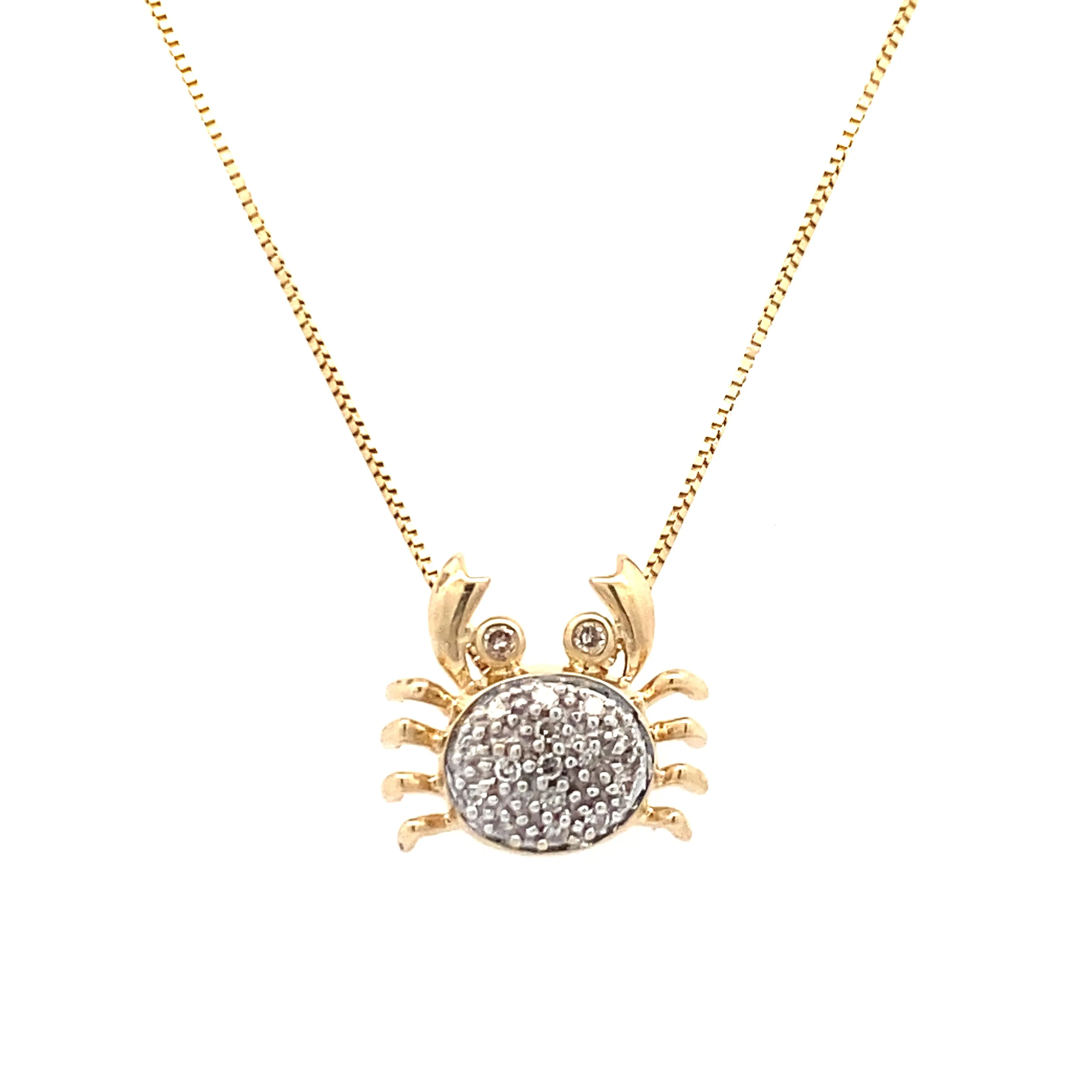 Estate Yellow Gold Crab Pendant with Diamonds.