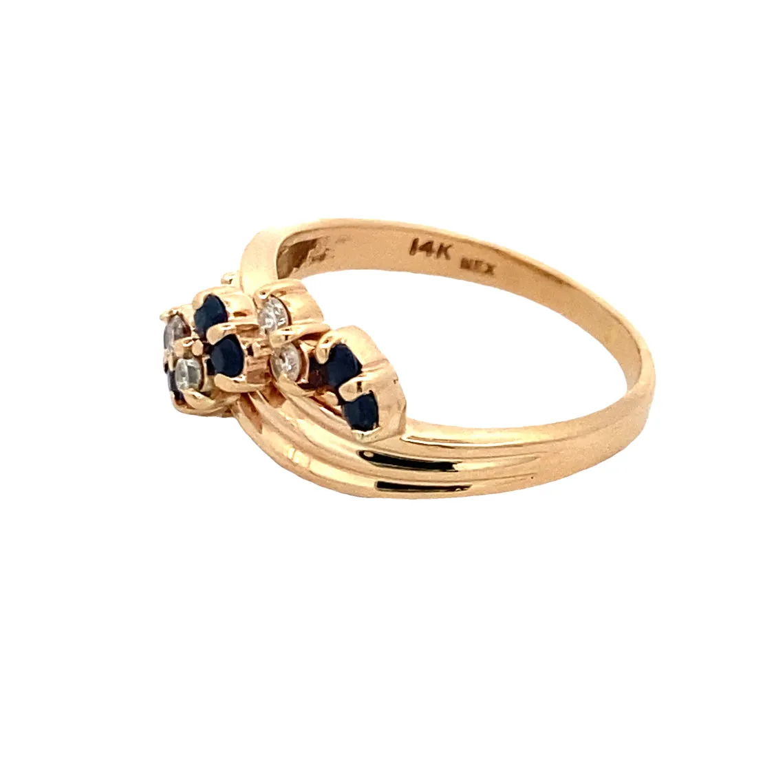 Estate Yellow Gold Twist Sapphire & Diamond Ring