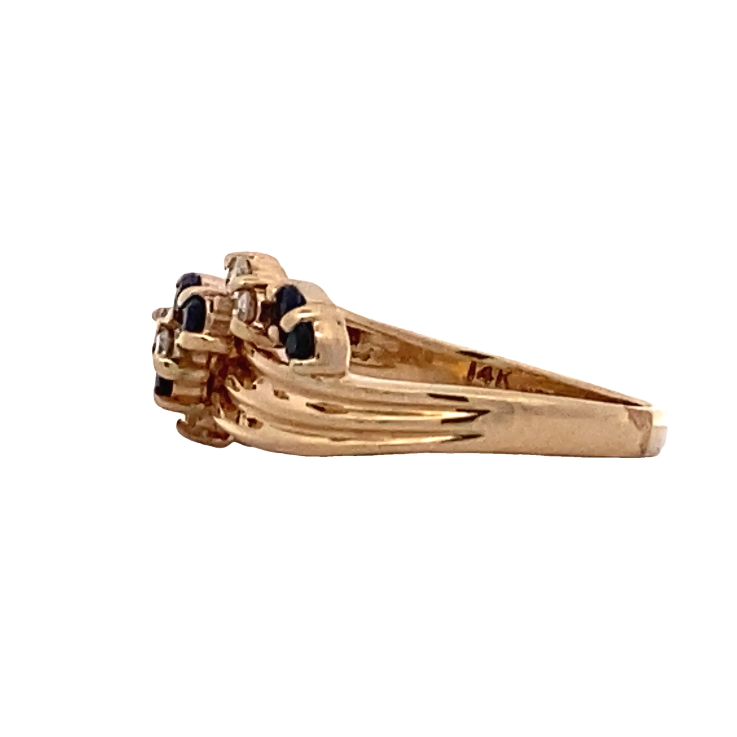 Estate Yellow Gold Twist Sapphire & Diamond Ring