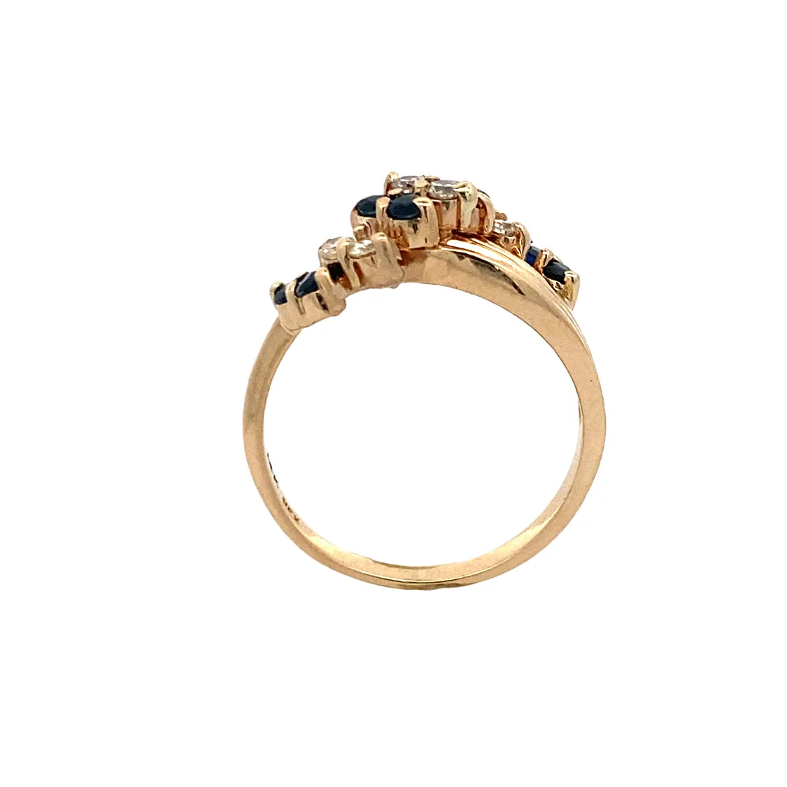 Estate Yellow Gold Twist Sapphire & Diamond Ring