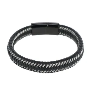 Esteban Black and Silver Braided Bracelet