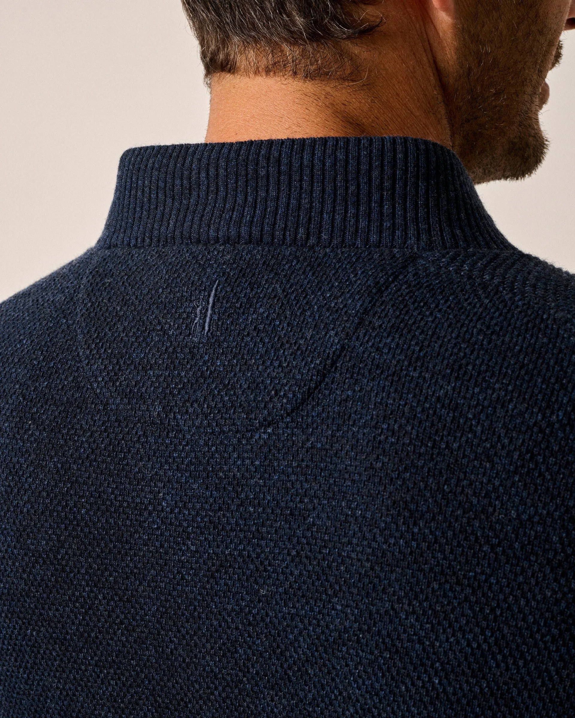 Esteban Johnny Collar Sweater in Navy by Johnnie-O