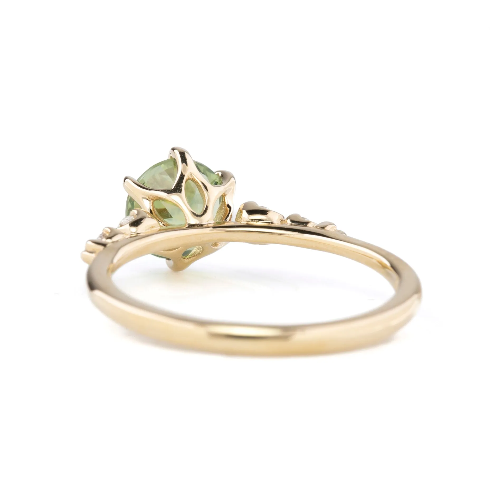 Estel Fleur Petal Ring 1.43ct/1.59ct Green Yellow Montana Sapphire, 14k Yellow Gold (One of a kind)