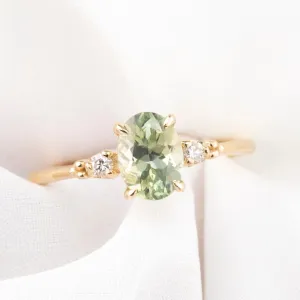 Estel Ring 1.48ct Parti Green Yellow Montana Sapphire, 14k Yellow Gold (One of a kind)