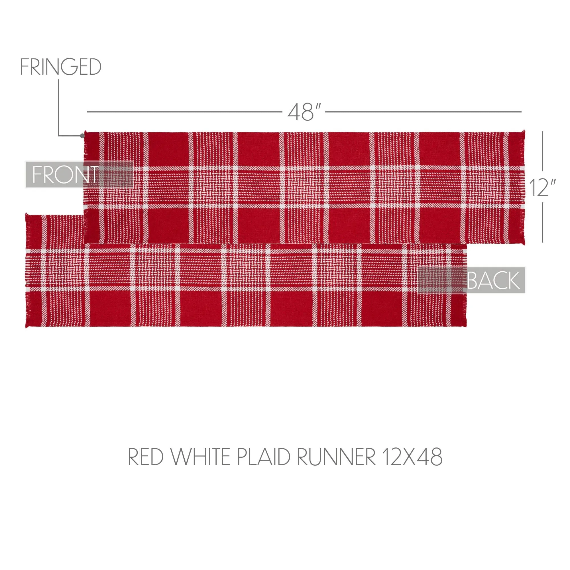 Eston Red Plaid Fringed Runner 12x48"