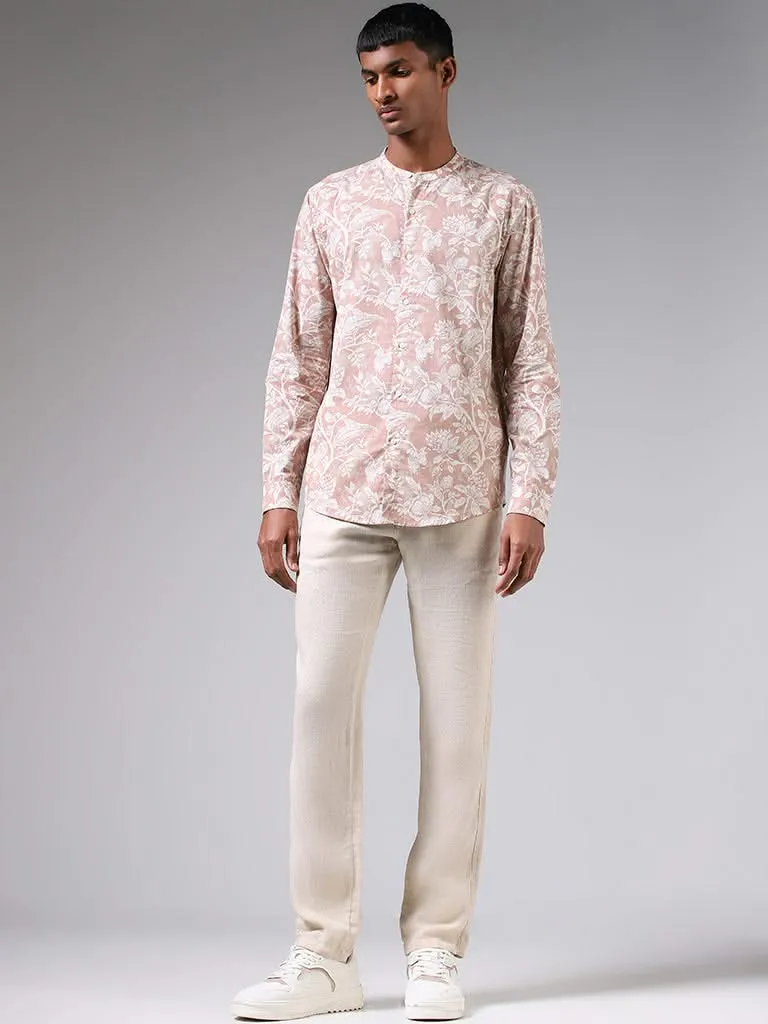 ETA Dusty Rose Floral Printed Resort-Fit Shirt