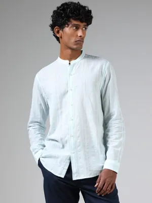 ETA Powder Blue Striped Cotton Resort-Fit Shirt