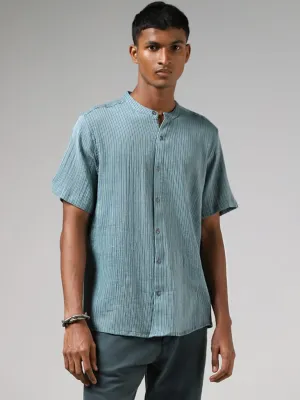 ETA Teal Striped Resort-Fit Shirt