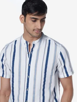 ETA White Resort-Fit Stripe Pattern Shirt