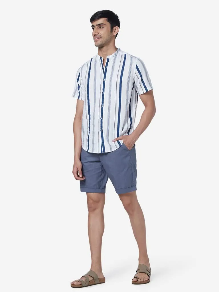 ETA White Resort-Fit Stripe Pattern Shirt