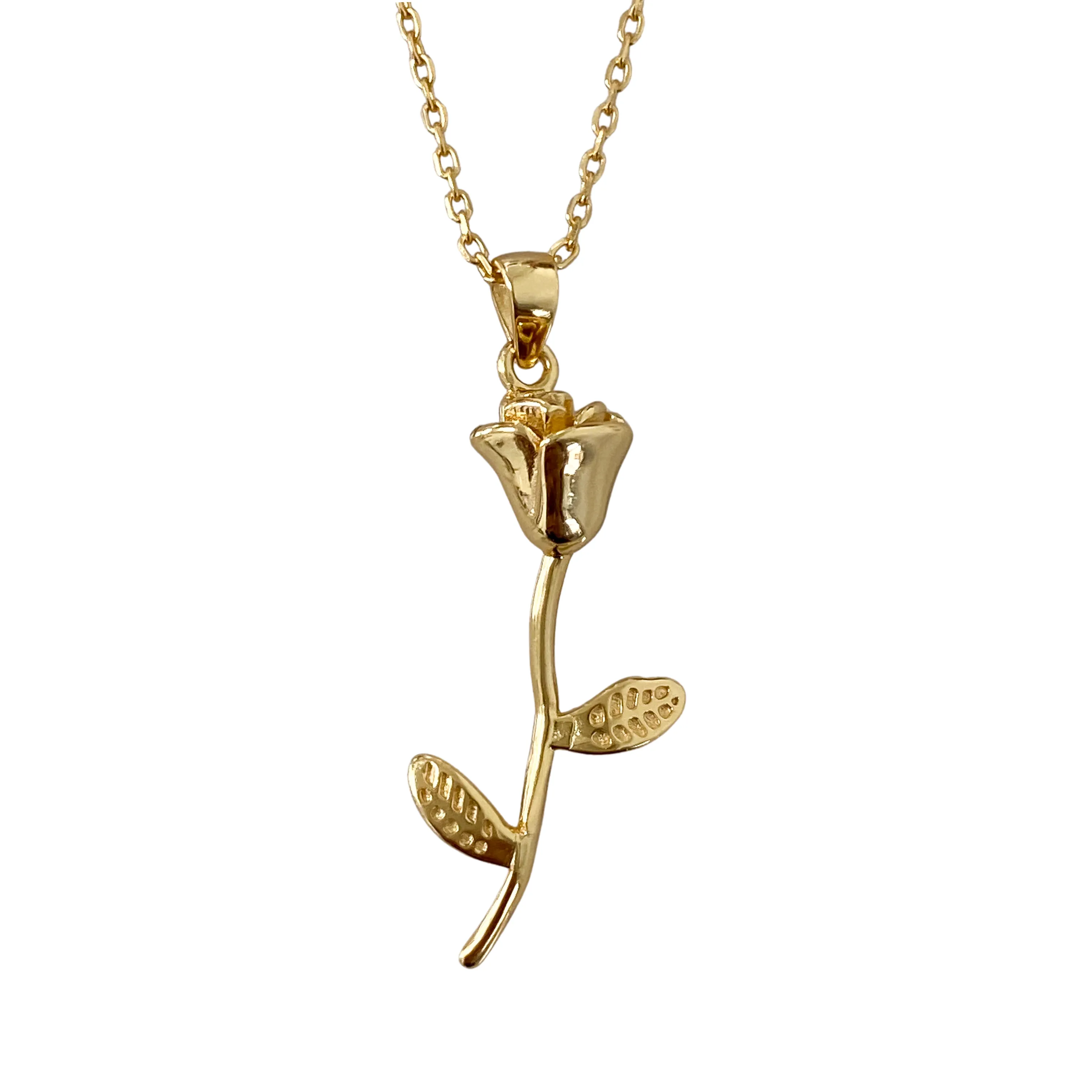 ETERNAL Gold Rose Stem Pendant Necklace (3 colours)