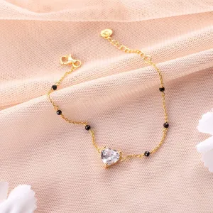 Eternal Hearts Gold-Plated 925 Sterling Silver Beaded CZ Bracelet