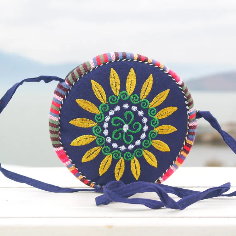 Ethnic Embroidery One-shoulder Diagonal Brand New Sunflower Handbag