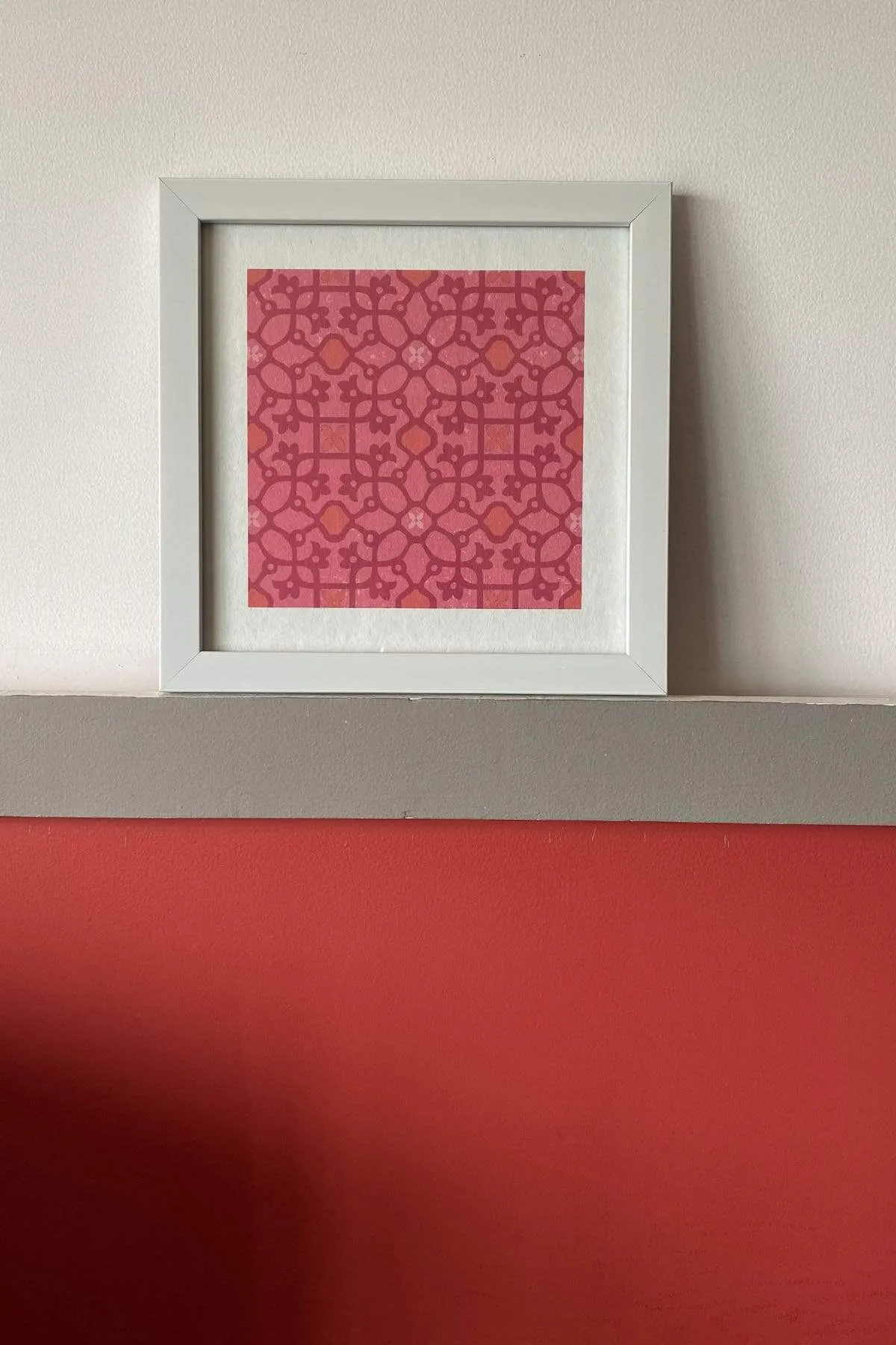 Ethnic Geo Trellis Wall Art (Pink And Red)