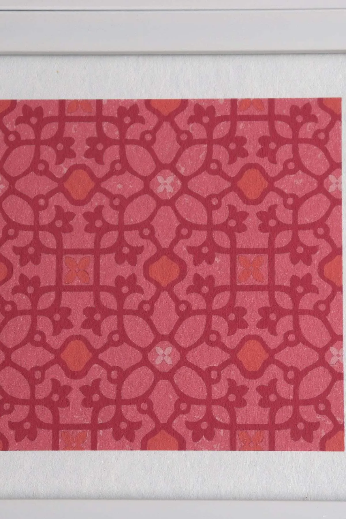 Ethnic Geo Trellis Wall Art (Pink And Red)