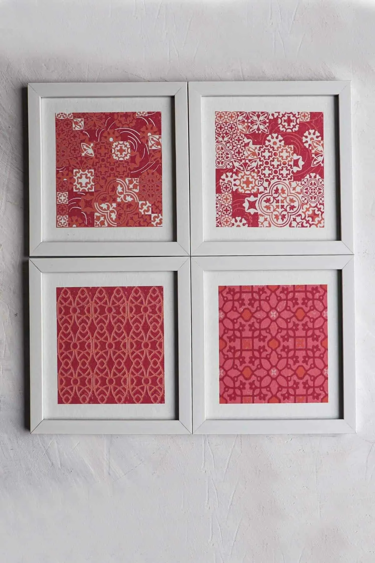 Ethnic Geo Trellis Wall Art (Pink And Red)