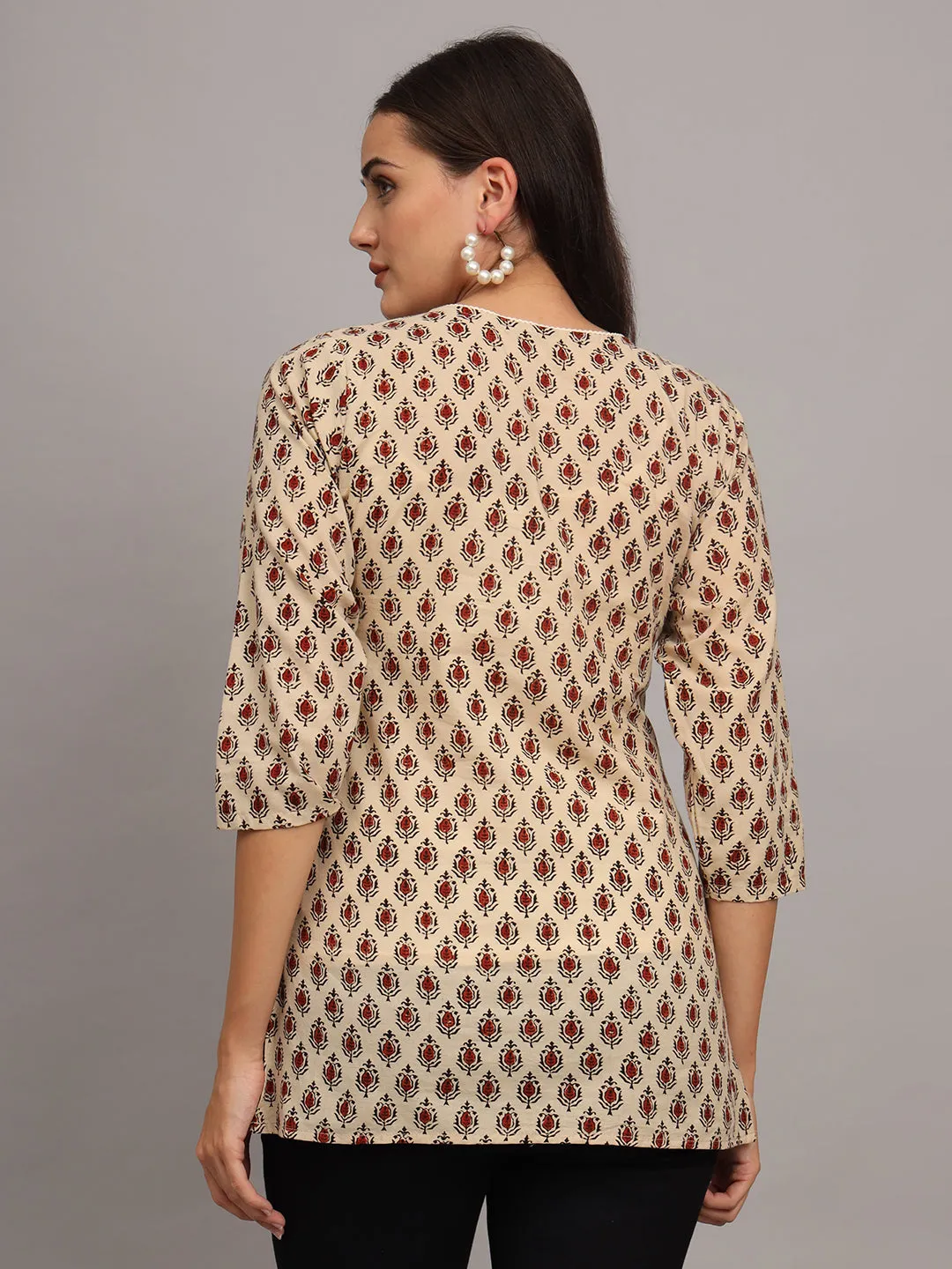 Ethnic Motifs Printed Pure Cotton A-Line Kurti