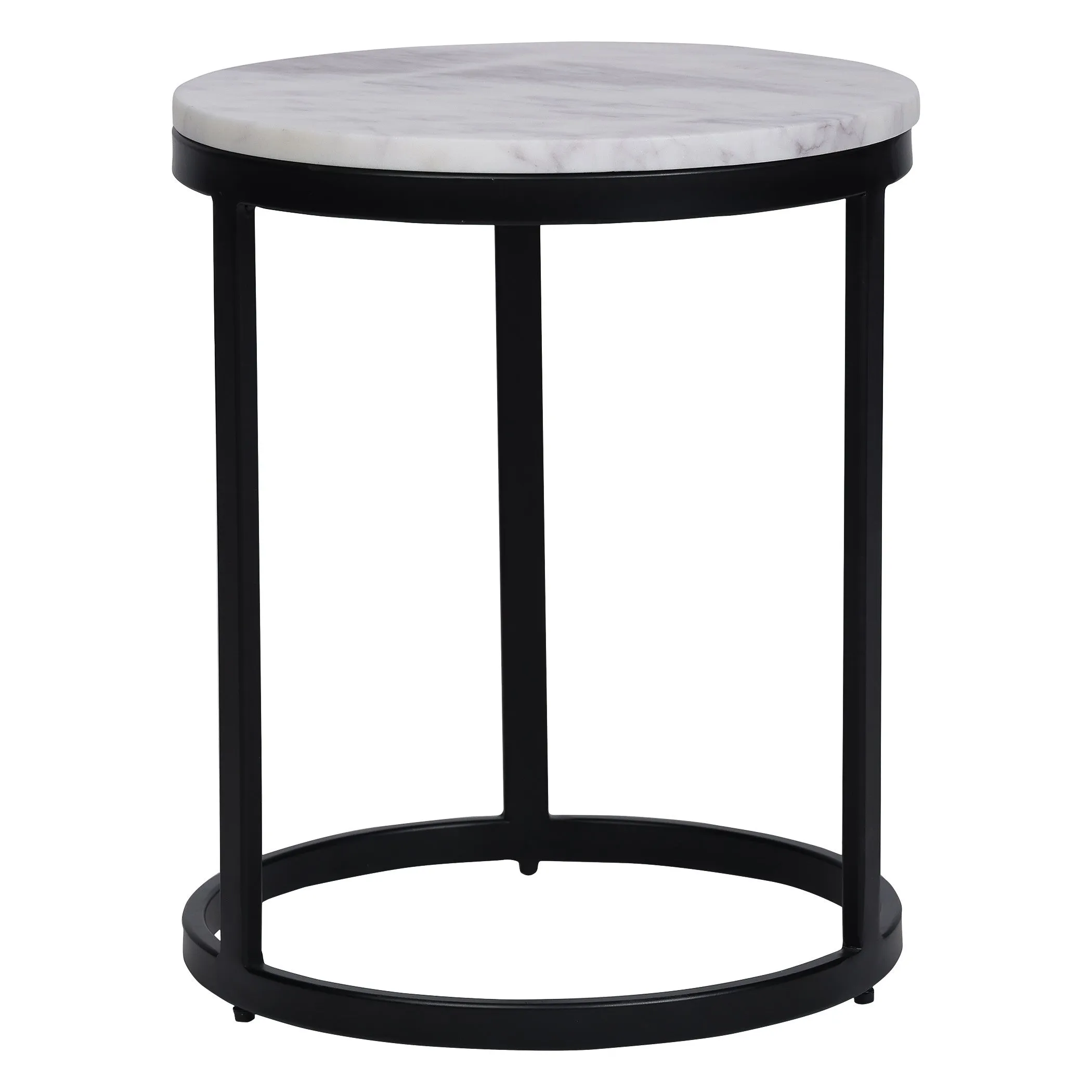 EthnoGlow Keya Marble Top Nesting Coffee Table In Black Finish