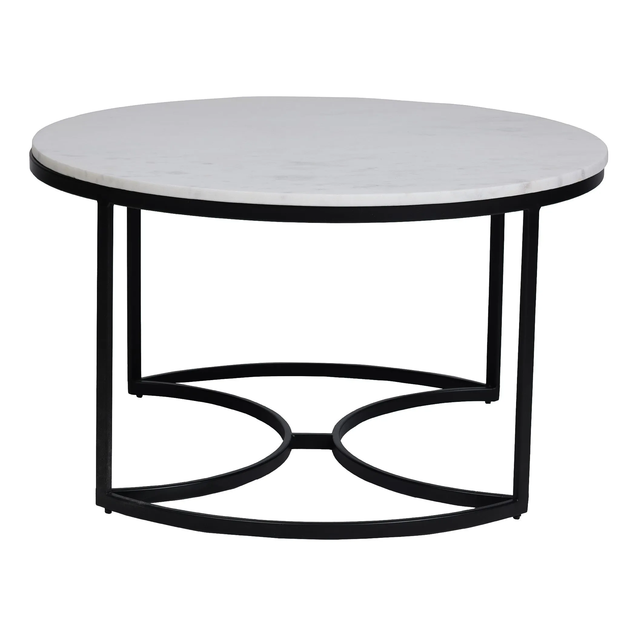 EthnoGlow Keya Marble Top Nesting Coffee Table In Black Finish