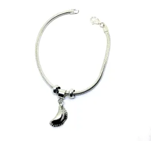 Euro Style Pierogi Charm Bracelet in Sterling Silver