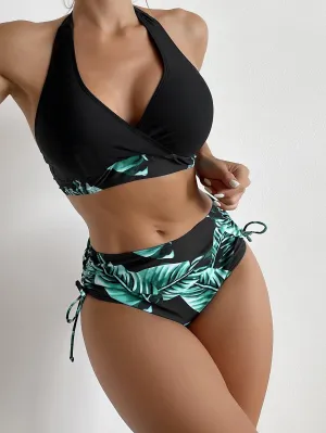 European And American High Waist Halter Bikini Women's Swimsuit