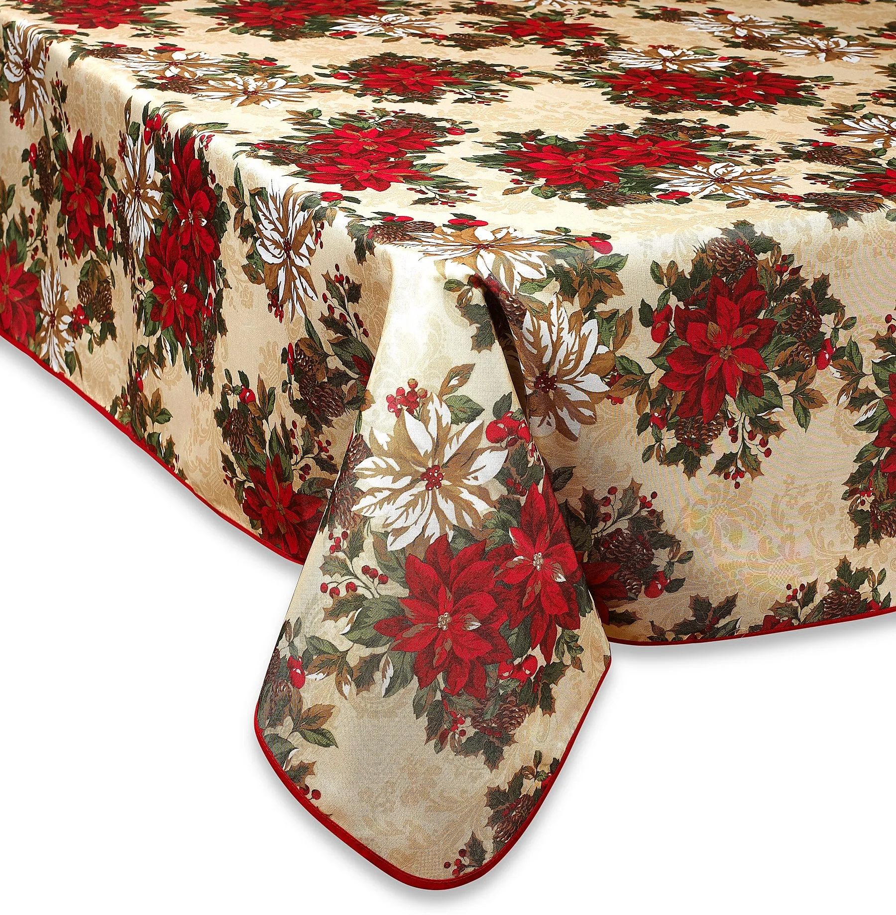 European Christmas Poinsettia Garden Pattern Tablecloths