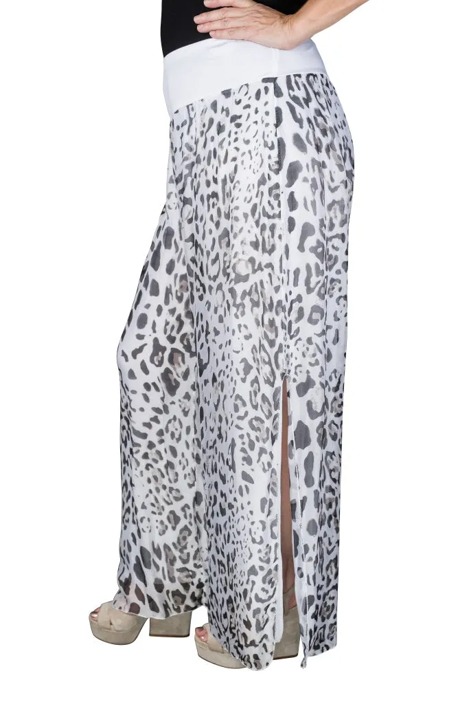 Eva Leopard Silk Side Slit Pant (PL206L)