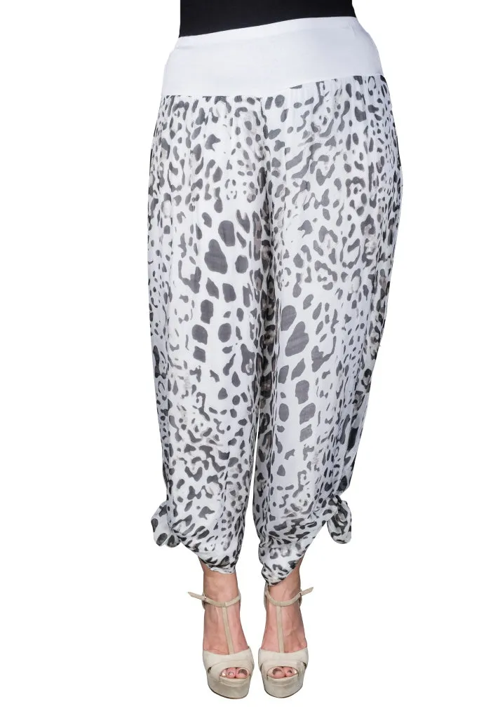 Eva Leopard Silk Side Slit Pant (PL206L)