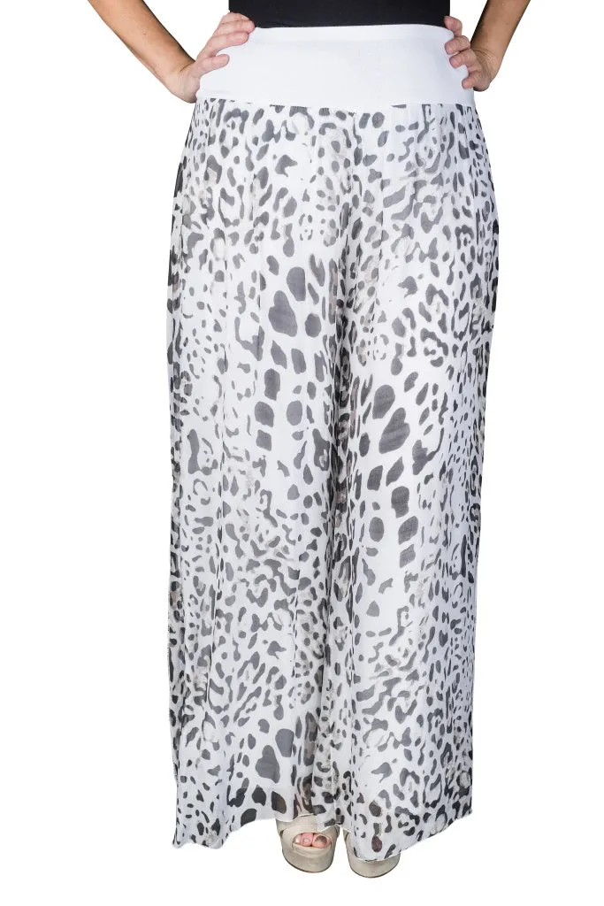 Eva Leopard Silk Side Slit Pant (PL206L)