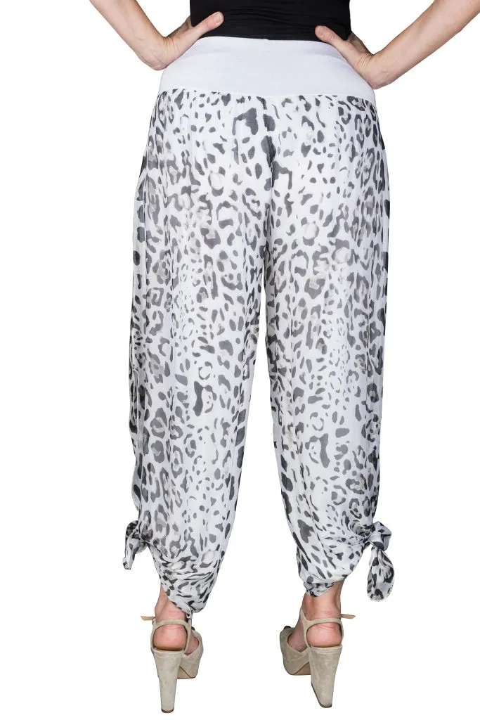 Eva Leopard Silk Side Slit Pant (PL206L)