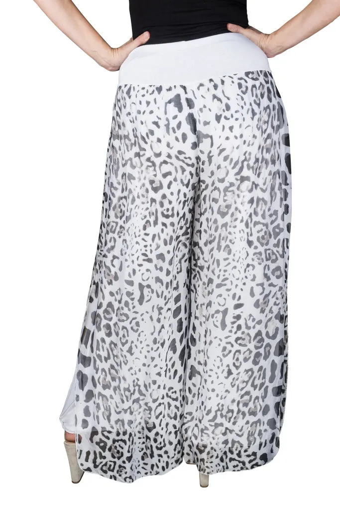 Eva Leopard Silk Side Slit Pant (PL206L)