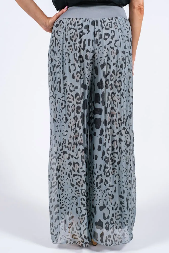 Eva Leopard Silk Side Slit Pant (PL206L)