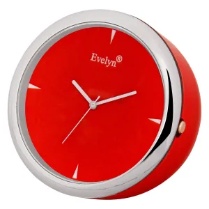 Evelyn Plastic Analog Classic Round Car Dashboard Table Clock (Red, 0.2 Inch X 0.3 Inch X 0.4 Inch)