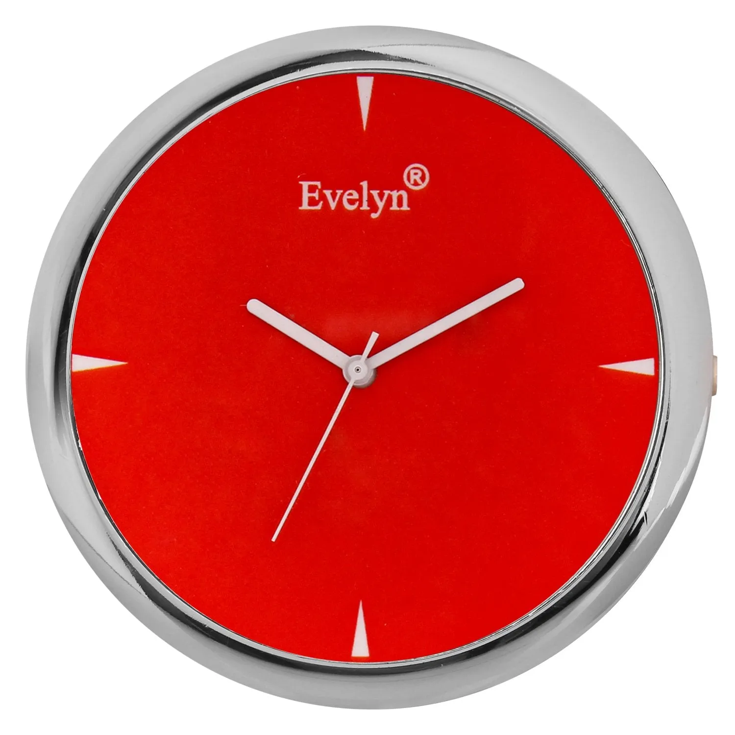 Evelyn Plastic Analog Classic Round Car Dashboard Table Clock (Red, 0.2 Inch X 0.3 Inch X 0.4 Inch)