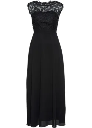 Evening maxi dress with lace Bpc Selection, black