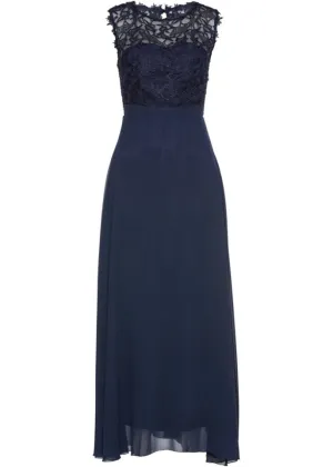 Evening maxi dress with lace Bpc Selection, blue