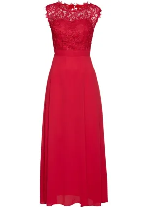 Evening maxi dress with lace Bpc Selection, red