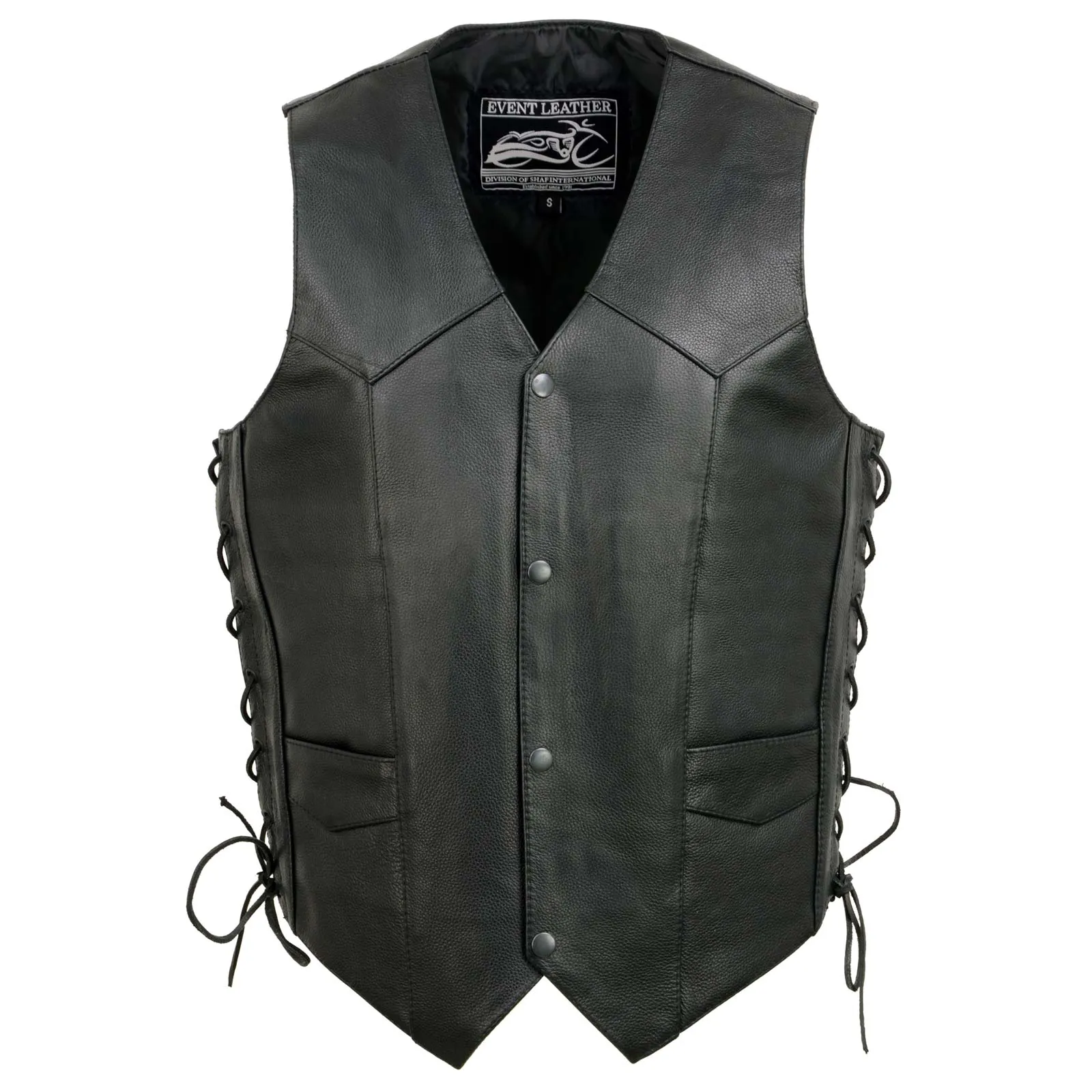 Event Leather's ELM3905 Men's 'Mayhem' 100% Genuine Motorcycle Leather Vest | Biker Vests with Embossed Skull & Wing