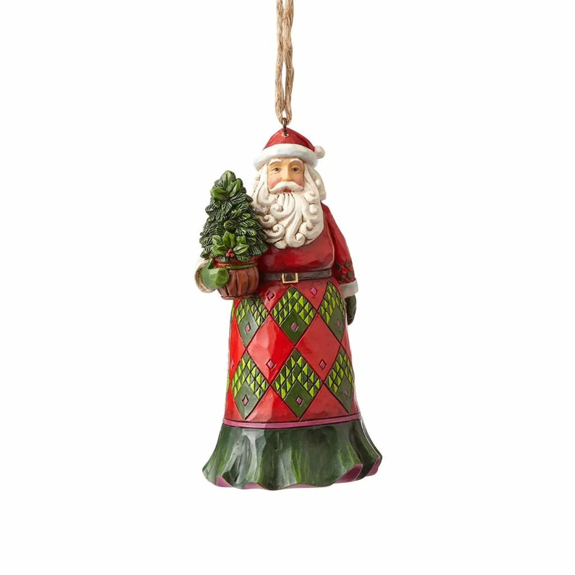 Evergreen Santa Ornament