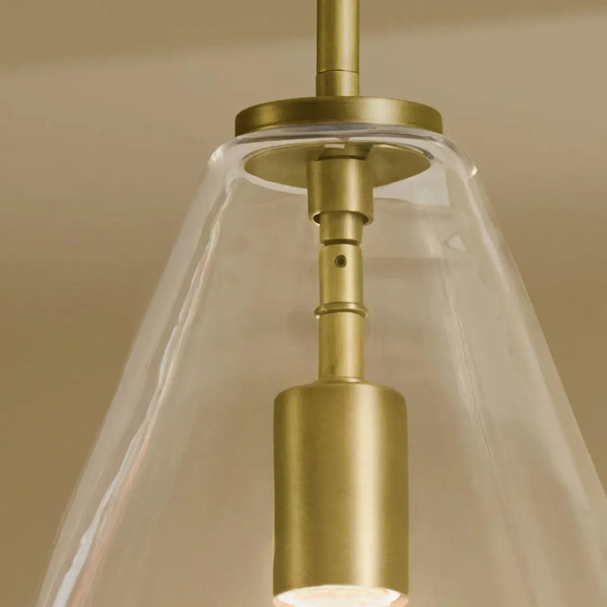 Everly 16" 1-Light Cone Pendant Light with Clear Glass, Natural Brass Finish