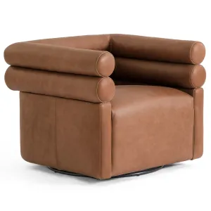 Evie Leather Swivel Chair, Palermo Cognac