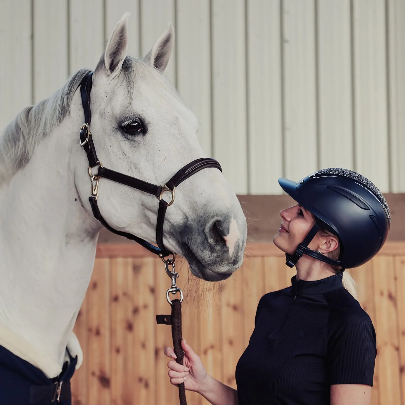 Evoke Callisto Wide Peak Riding Hat - Navy/Navy Crystal