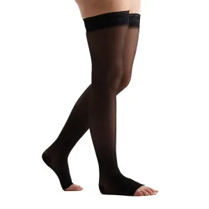 EvoNation Everyday Sheer 15-20 mmHg OPEN TOE Thigh High w/ Lace Top Band