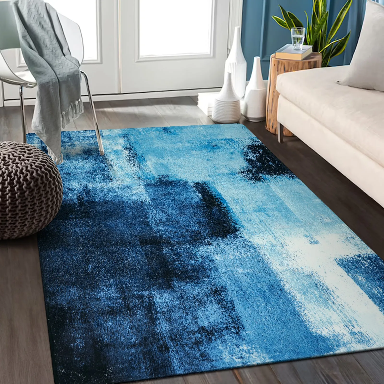 Evyn Modern Abstract Oil Painting Throw Area Rug