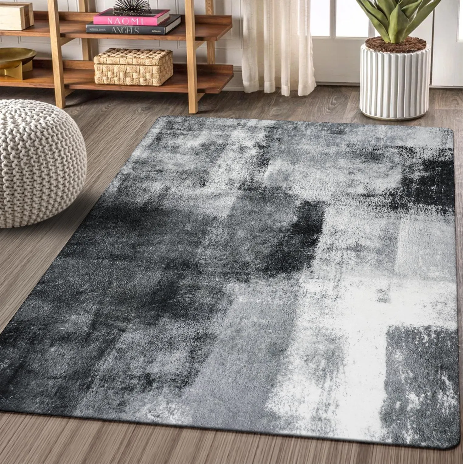 Evyn Modern Abstract Oil Painting Throw Area Rug