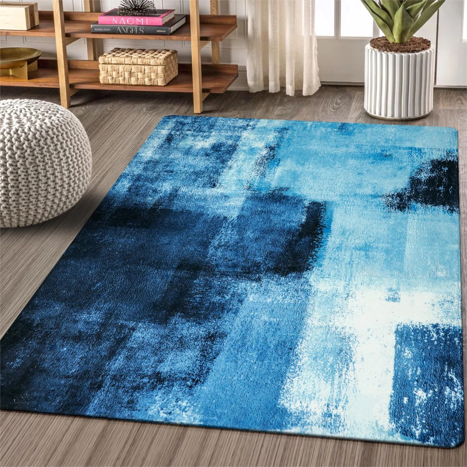 Evyn Modern Abstract Oil Painting Throw Area Rug