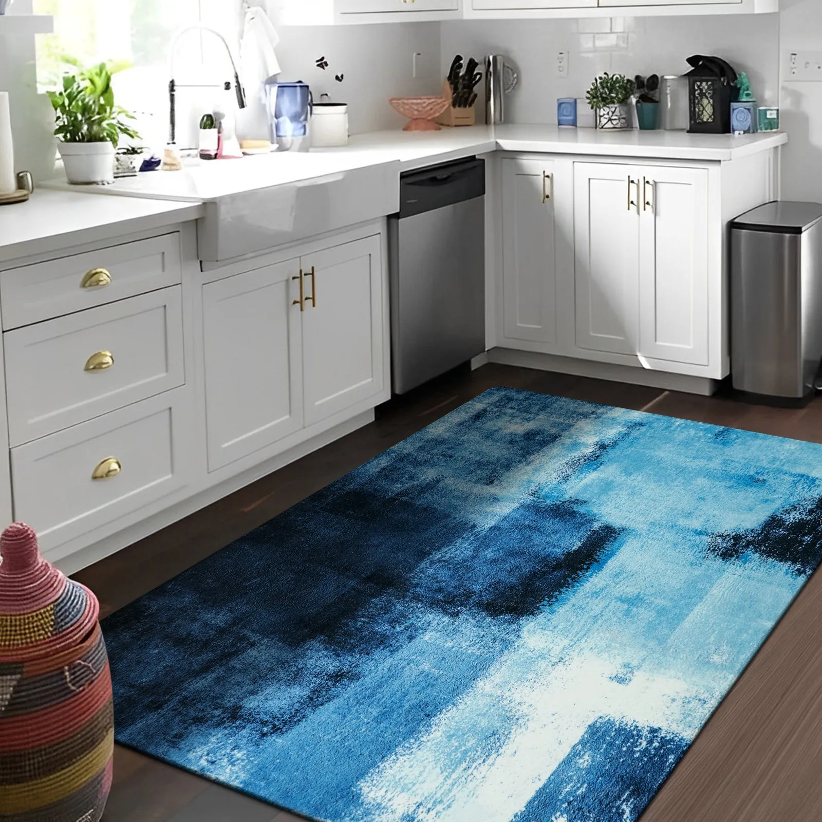 Evyn Modern Abstract Oil Painting Throw Area Rug