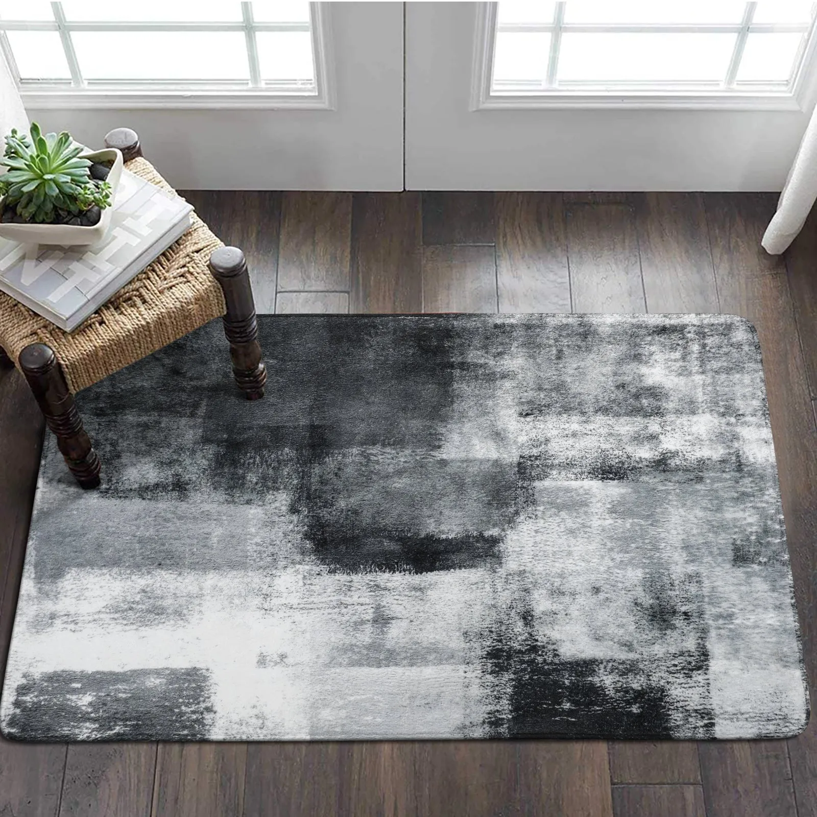 Evyn Modern Abstract Oil Painting Throw Area Rug