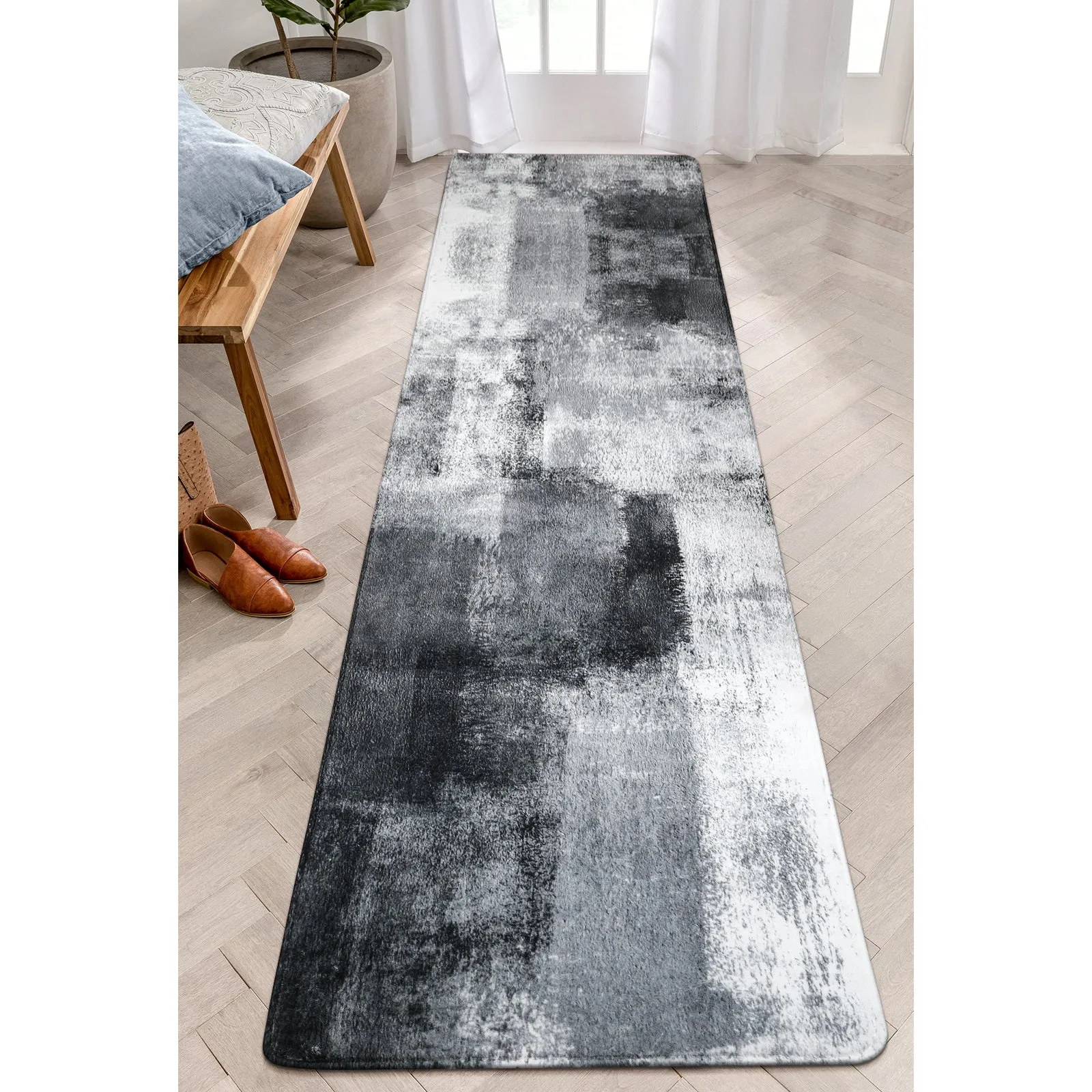 Evyn Modern Abstract Oil Painting Throw Area Rug